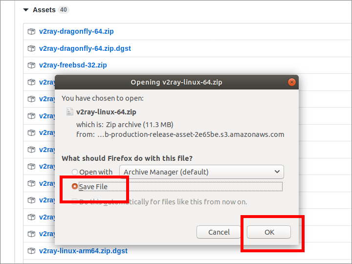 v2Ray save zip file